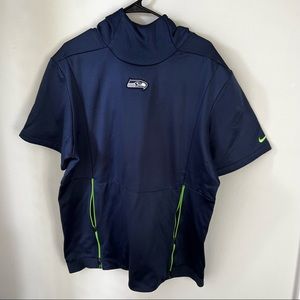 NIKE Seattle Seahawks NFL Authentic Sideline Apparel Short Sleeve Hoodie Large